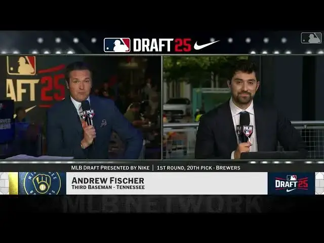 'Video thumbnail for Milwaukee Brewers Select Andrew Fischer with No. 20 Pick in 2025 MLB Draft!'