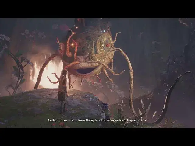 'Video thumbnail for South of Midnight - Chapter 3 A Big Fish: Hazel Meets The Mythical Catfish | Stuck In Tree Cutscene'