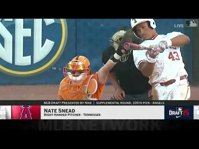 'Video thumbnail for Los Angeles Angels Select Nate Snead with No. 105 Pick in 2025 MLB Draft!'