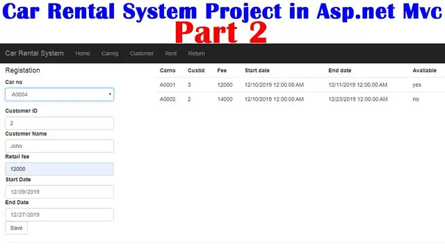 'Video thumbnail for Car Rental System Project in Asp.net Mvc Part 2'