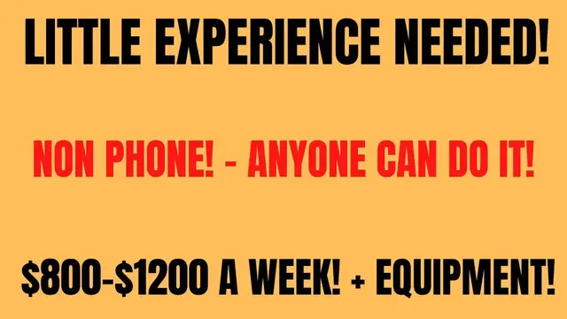 'Video thumbnail for Little Experience Needed| Best Non Phone Work From Home Job | $800-$12000 A Week |Equipment Provided'