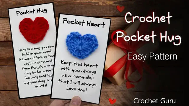 'Video thumbnail for Crochet Pocket Hug Pattern - Crochet Heart for Valentine's Day'