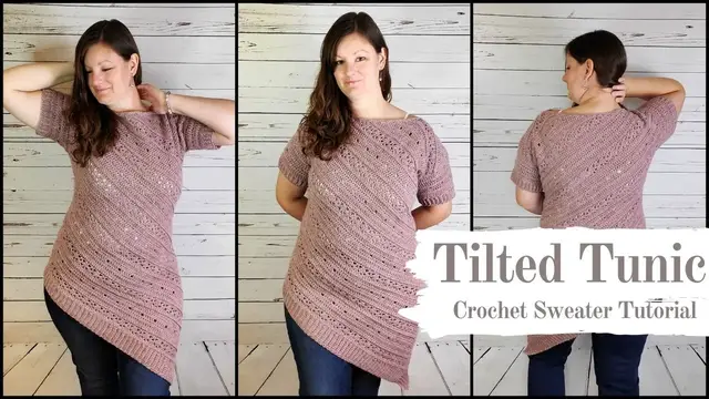 'Video thumbnail for Tilted Tunic - Free Crochet Sweater Pattern'