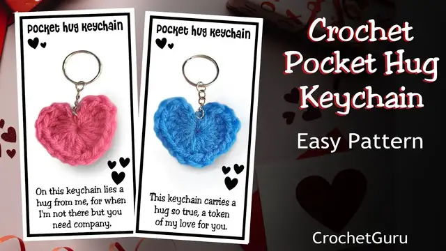 'Video thumbnail for Crochet Pocket Hug Keychain - Crochet Heart Pattern'