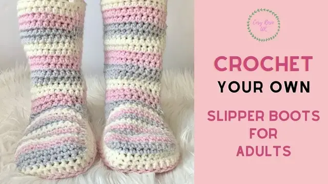 'Video thumbnail for Slouchy Crochet Slipper Boots Pattern for Adults'