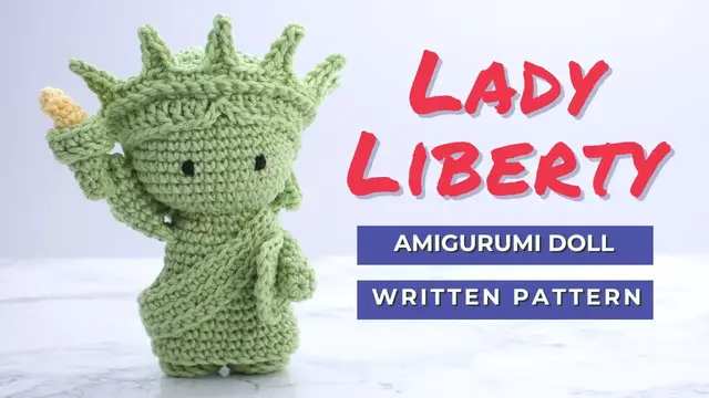 'Video thumbnail for Lady Liberty amigurumi free pattern. Crochet doll Statue of Liberty'