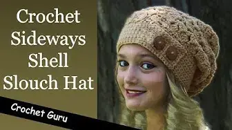 'Video thumbnail for How to Crochet a Slouchy Hat - Sideways Shell Slouch Hat Pattern'