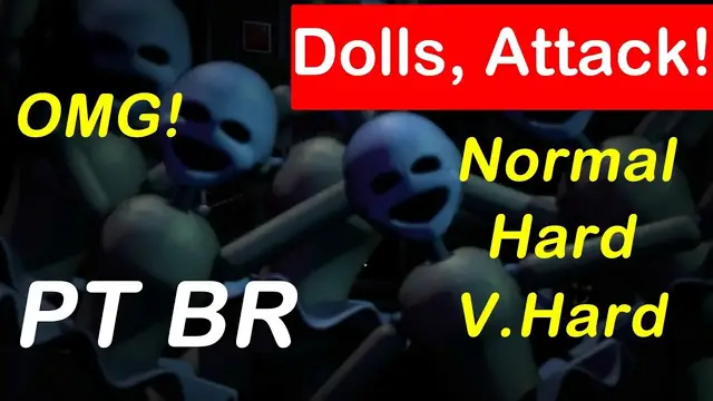 'Video thumbnail for Sister Location - Dolls Attack Normal Hard e V Hard - PT BR - Custom Night Parte 6'