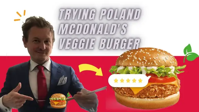 'Video thumbnail for Tasting Poland's Veggie Revolution: McDonald's Veggie Burger Office Review in a Suit!'