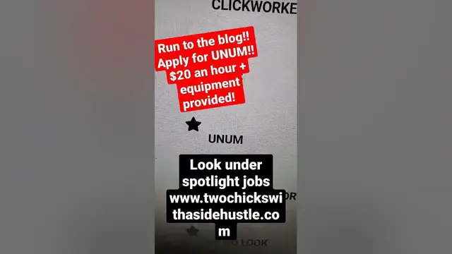 'Video thumbnail for Run to the blog! Look under spotlight jobs. Unum hiring!! $20 an hour + equipment provided!'