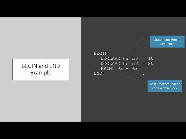 'Video thumbnail for Stored Procedure Programming Concepts  -  Begin End Code Blocks | Essential SQL'