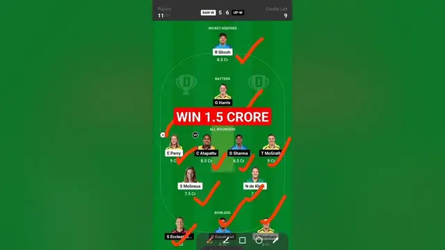 'Video thumbnail for #dream11 BAN-W VS UP-W DREAM11 PREDICTION'