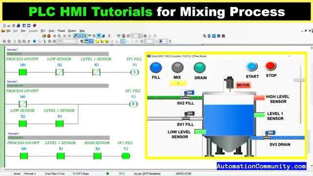 'Video thumbnail for PLC HMI Tutorials for Mixing Process of a Tank'