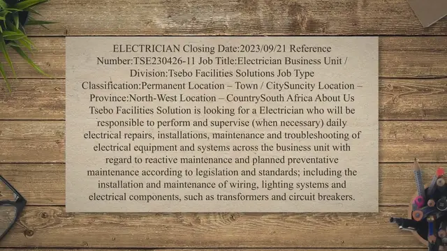 'Video thumbnail for Tsebo Electricain'