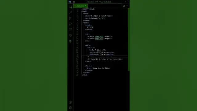 'Video thumbnail for 1 MIN HTML/CSS PART 16 - Page Layout & Sections'
