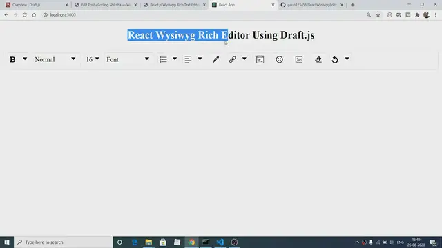 'Video thumbnail for React.js Wysiwyg Rich Text Editor with Image Upload of Imgur API Using Draft.js Full Tutorial'