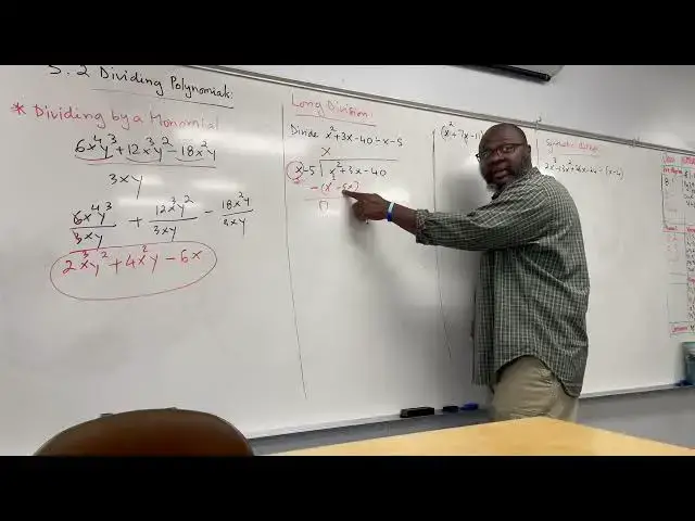 'Video thumbnail for Dividing Monomials: Long And Synthetic Division'