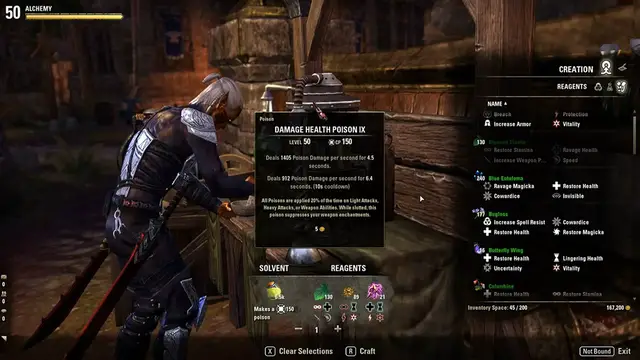'Video thumbnail for ESO Damage Health Poison IX Recipe - Extra duration'