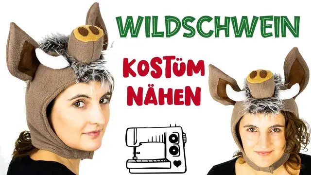 'Video thumbnail for ?Wildschwein-Mütze ? Kostüm nähen für Karneval und Fasching - Nähanleitung mit gratis Schnittmuster'