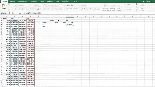 'Video thumbnail for Calculating the correlation between two stocks | Analyzing stock returns #5'