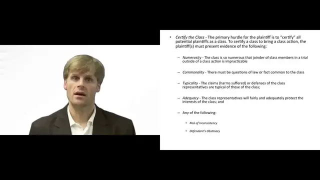 'Video thumbnail for What is required to Certify a Class in class action lawsuit?'