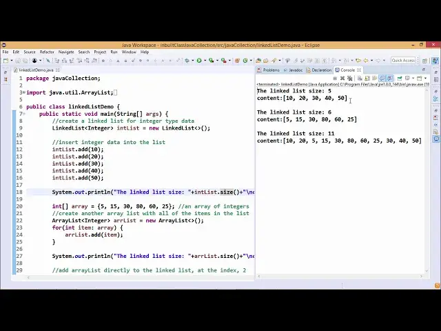 'Video thumbnail for Java Essentials - Linked list in java'