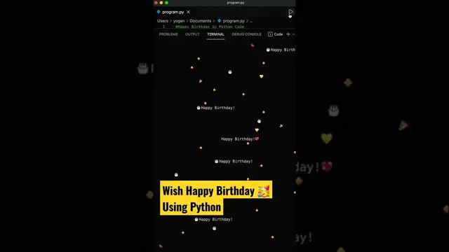 'Video thumbnail for Love coding ❤️❤️ Happy Birthday 🎂 status ✨✨ using python #shorts #coding #programming'