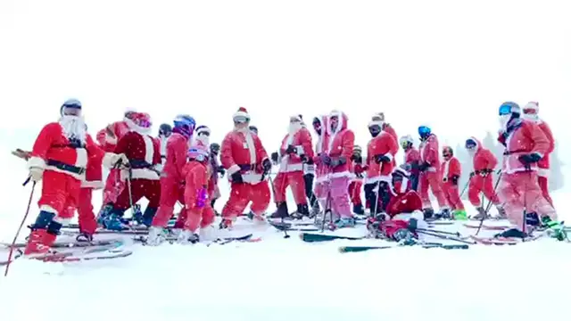 'Video thumbnail for Santas Serenade On Skis At Lookout Pass In Idaho'