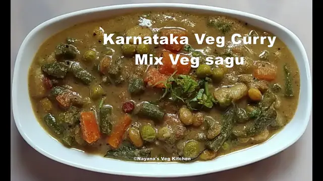 'Video thumbnail for मिक्स वेज सागू Karnataka style Mix veg sagu for poori, set dosa chapati etc. Nayana's veg kitchen'