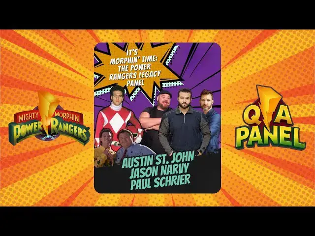 'Video thumbnail for Austin St. John, Jason Narvy & Paul Schrier Hilariously Reunite | Mighty Morphin Power Rangers Q&A'