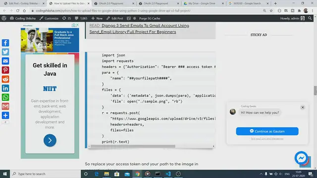 'Video thumbnail for How to Upload Files to Google Drive Using Python 3 Using Google Drive API V3 Full Project'