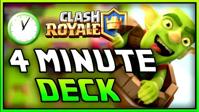 'Video thumbnail for 4 MINUTE DECK NO LEGENDARY CARDS!! GOBLIN BARREL FUN IN CLASH ROYALE with this four minute deck!'