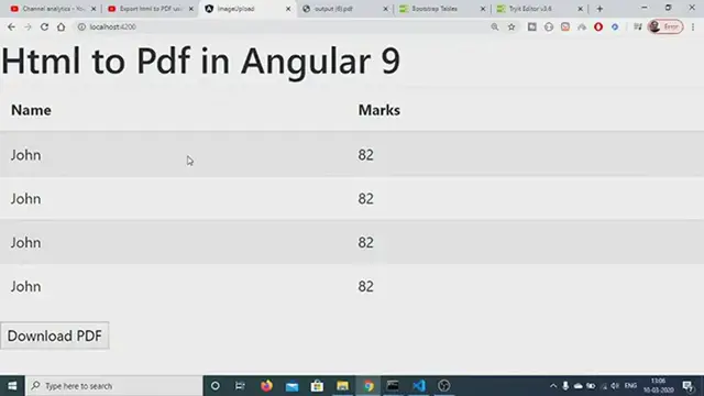 'Video thumbnail for Angular 9 Convert HTML to PDF Using html2pdf.js Library Full Project 2021'