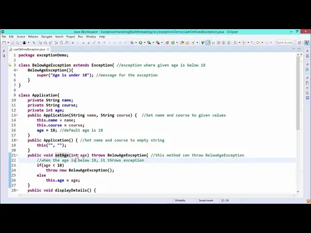 'Video thumbnail for Java Essentials - User defined exceptions'