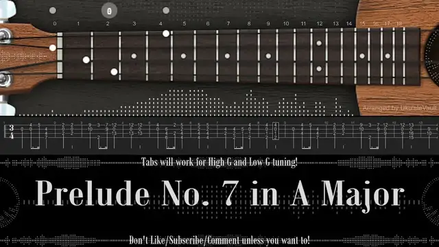 'Video thumbnail for "Prelude No. 7 in A Major" Fingerstyle Ukulele Tabs | Chopin Op. 28 | Learn or Listen!'