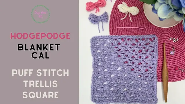 'Video thumbnail for Puff Stitch Trellis Granny Square | Hodgepodge Blanket CAL'