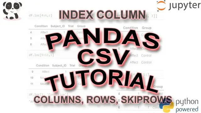 'Video thumbnail for Pandas Read CSV Tutorial: skiprows, usecols, missing data + more'