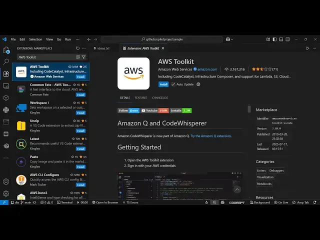 'Video thumbnail for Amazon AWS Toolkit CodeWhisperer AI Best FREE Alternative to GitHub Copilot For VSCode is INSANE'