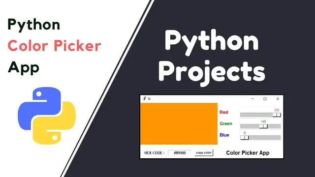 'Video thumbnail for Color Picker - Python Tkinter GUI Tutorial | Python projects'