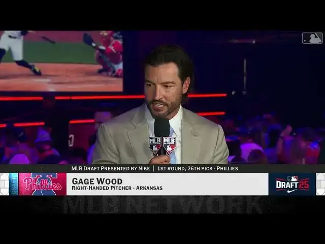 'Video thumbnail for Philadelphia Phillies Select Gage Wood with No. 26 Pick in 2025 MLB Draft!'