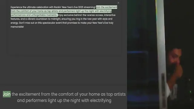 'Video thumbnail for Experience the ultimate celebration with Rockin' New Year's Eve 2025 streaming! Join the excitement from the comfort of your home as top artists and performers light up the night with electrifying performances and unforgettable moments. E'