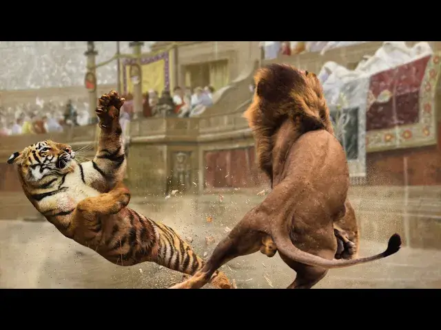 'Video thumbnail for Lion vs Tiger - The Ultimate Showdown in the Roman Arena'