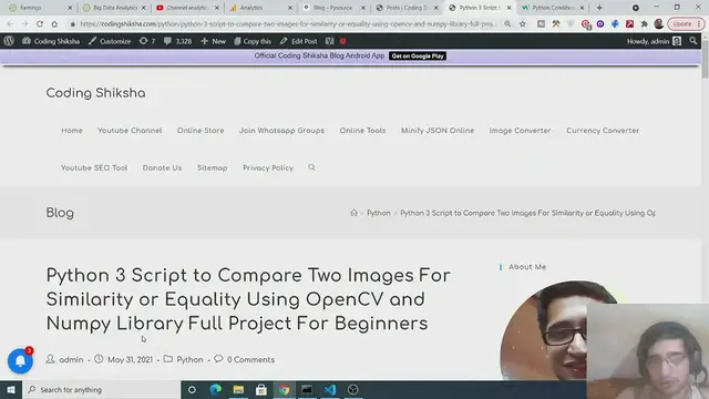 'Video thumbnail for Python 3 Script to Compare Two Images For Similarity or Equality Using OpenCV and Numpy Library Full Project For Beginners'