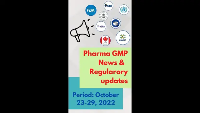 'Video thumbnail for Pharma GMP News - 23 to 29 October 2022'