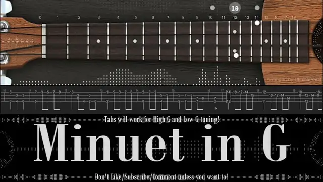 'Video thumbnail for "Minuet in G" Fingerstyle Ukulele Tabs | Bach | Learn or Listen!'