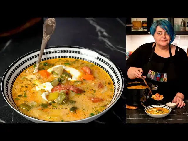 'Video thumbnail for Ciorbă de dovlecei cu usturoi, afumătură și iaurt sau smântână - în stil ardelenesc | Savori Urbane'