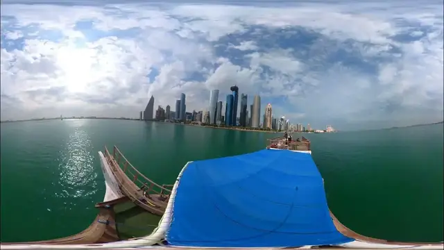 'Video thumbnail for 360° Video: Enjoy Doha Corniche Boat Ride With Stunning Skyline Views & Perfect Weather! 🏙️🚤✨'