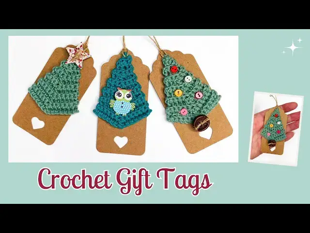 'Video thumbnail for How to Crochet The Cutest Christmas Tree Gift Tags'