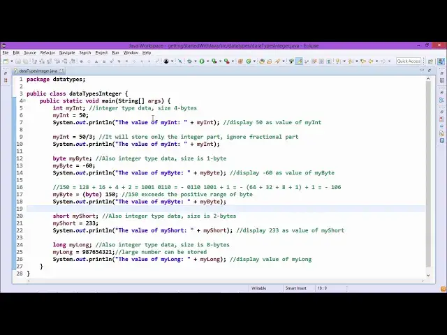 'Video thumbnail for Java Essentials - Integer type data in java'