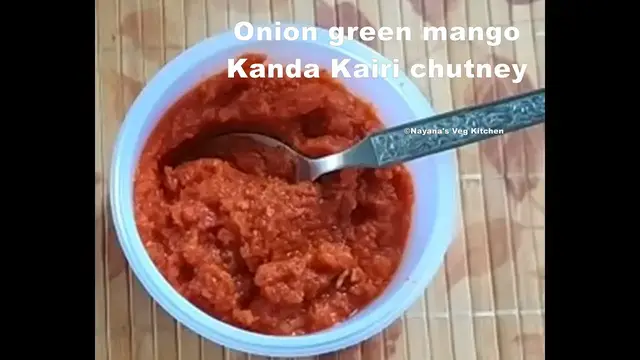 'Video thumbnail for कैरी कांदा चटणी Learn to Make the Delicious "Onion Mango Chutney" In less than 2 Minutes'